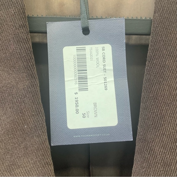 Brand New Thom Sweeney Wool Corduroy Deep Brown Suit Jacket size 50 / M - Picture 10 of 11